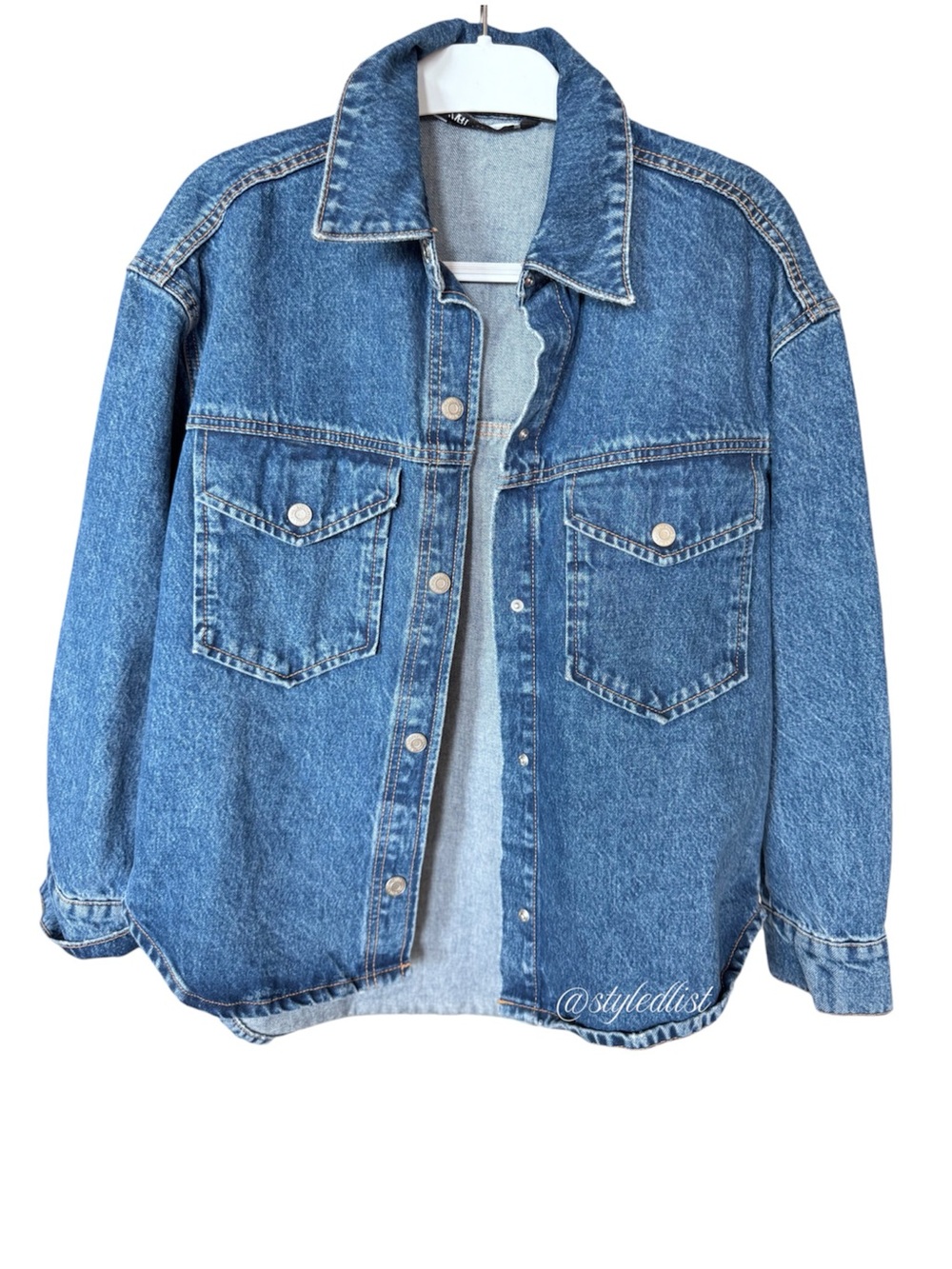 Zara Oversized Denim Shirt Jean Jacket Navy Blue XS